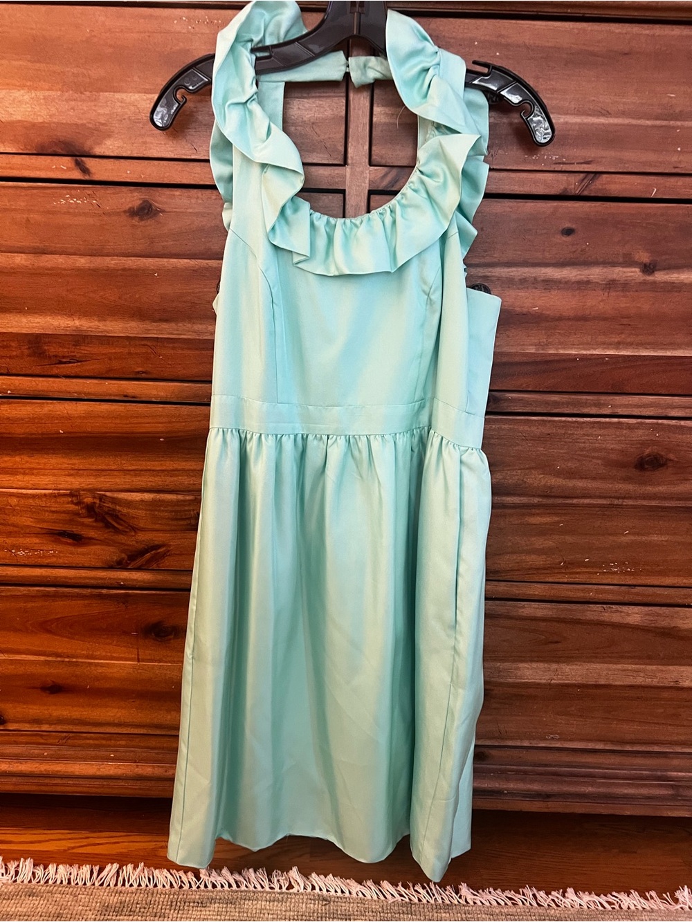 Kirribilla Mint Green 100% Silk Ruffle Cocktail Dress